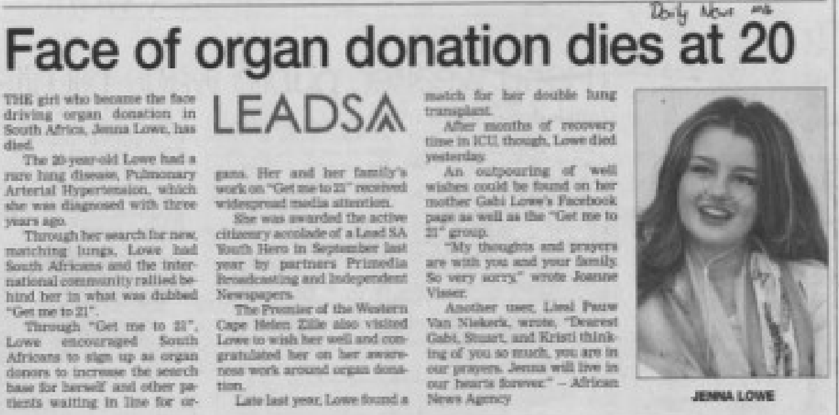 Face of organ donation dies at 20